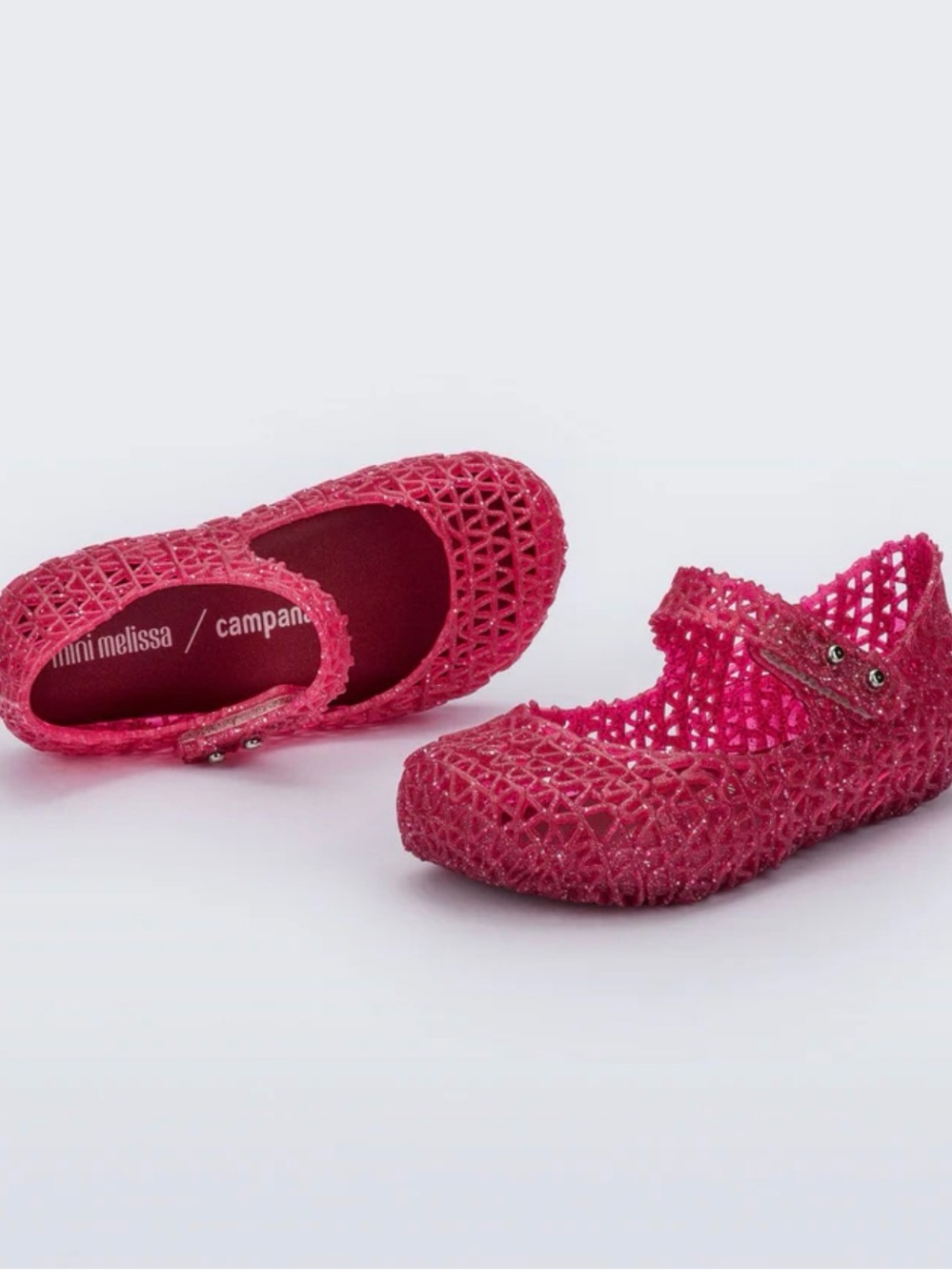 Mini Melissa Pink Glitter Jelly Mary Jane Sandals